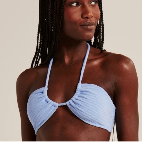 NWT Abercrombie & Fitch Terry Upside Down Halter Triangle Bikini Top - Picture 2 of 9